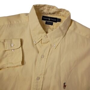Vtg Ralph Lauren Yarmouth Shirt Mens 16.5 32/33 Yellow Button Down LS Flesh Pony